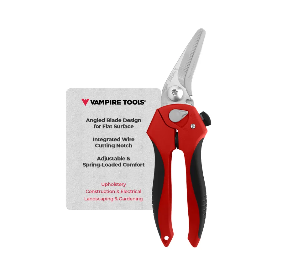 Vampliers 8″ ANGLED HEAVY DUTY MULTIPURPOSE SHEARS WITH WIRE CUTTING NOTCH | VT-3989